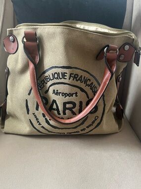 PARIS Canvas Tote with Leather Handles